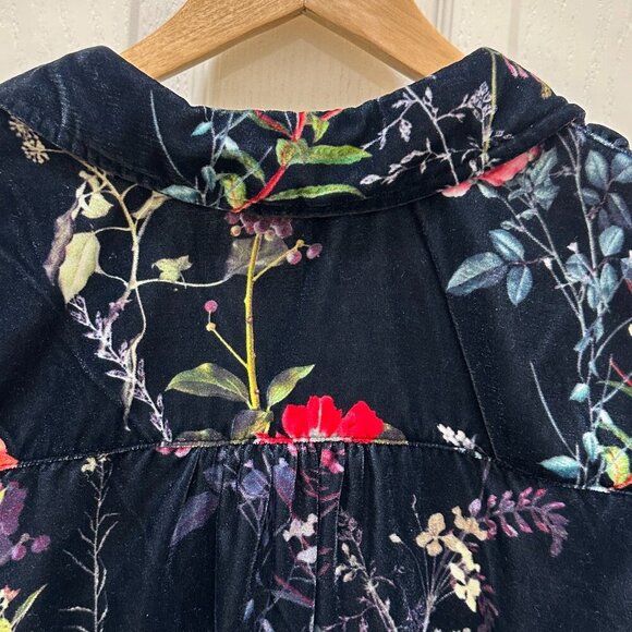 Soft Surroundings Women's Soft Velvet Tunic Top Size P/S Floral Button Up Boho - Picture 12 of 14